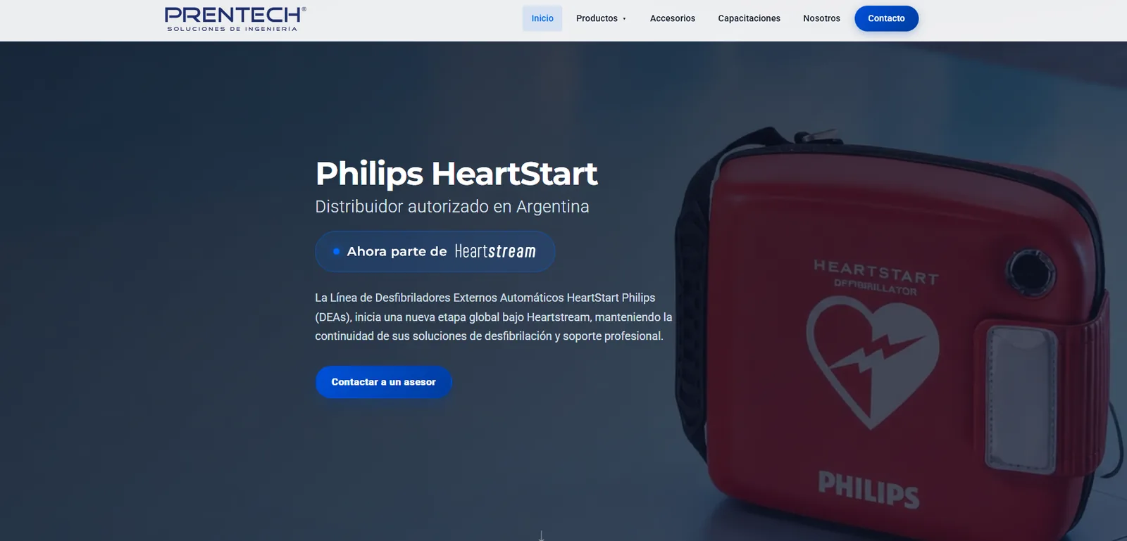 Captura de la web de Prentech